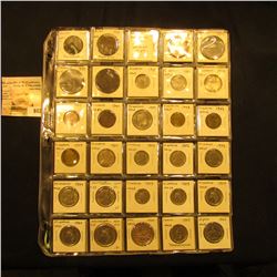 Collection of (68) Argentinan Coins in 1 1/2" x 1 1/2" 30-pocket plastic pages.