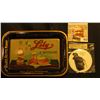 Image 1 : Enamel Plate for Bier Stein "Go Fetch Me a Quart of Sack"; & a miniature advertising serving tray "P