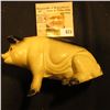 Image 2 : Old 1933 era Cast Iron Hog Bank, some change included.2 1/2" x 4 1/2".