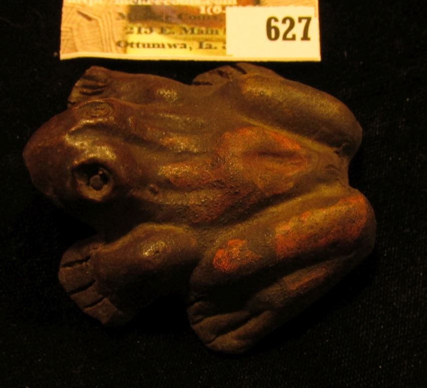 2 1/4" x 2 1/4" x 1" "What Cheer" Pottery Clay Frog.