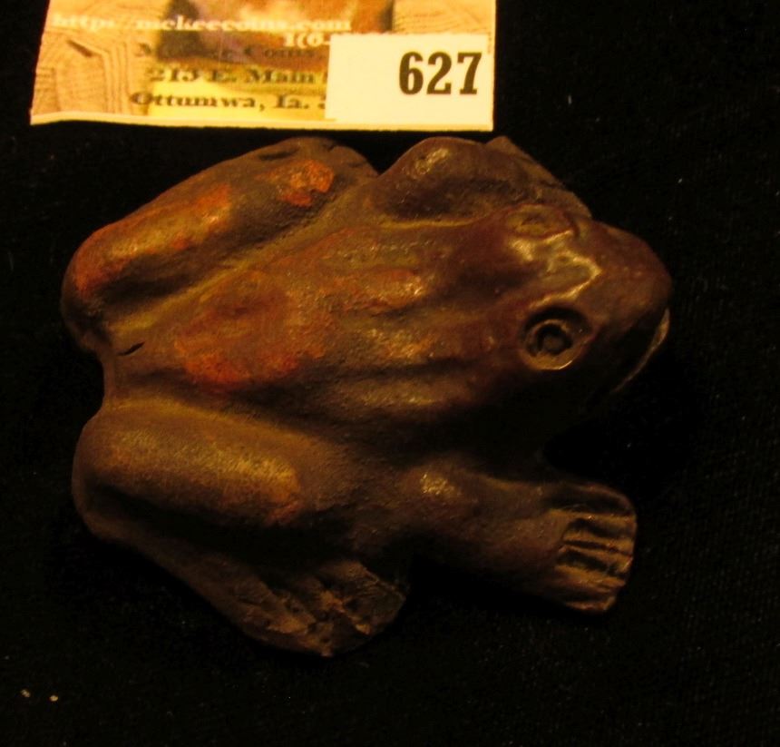 2 1/4" x 2 1/4" x 1" "What Cheer" Pottery Clay Frog.