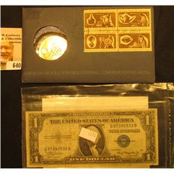 1972 Bicentennial First Day Cover with Brass Medal and Postage Stamps; & Series 1935 A U.S. One Doll