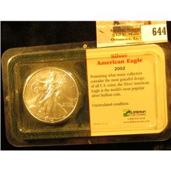 2002 U.S. Silver American Eagle One Ounce .999 Fine Silver Dollar in an original Littleton Coin hold