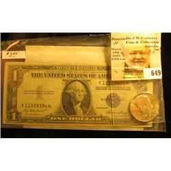 1970 D Silver Rare Date Kennedy Half Dollar, Gem BU; & Series 1935 E U.S. One Dollar Silver Certitic