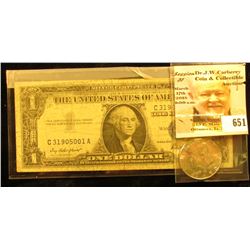 1970 D Silver Rare Date Kennedy Half Dollar, Gem BU; & Series 1957 U.S. One Dollar Silver Certiticat