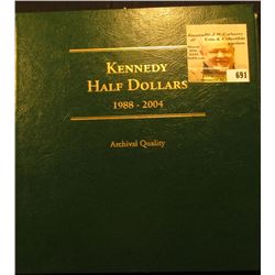 1988-2004 Partial Set of BU & Proof Kennedy Half Dollars in a deluxe Littleton Custom Coin Album. In