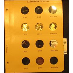 Album page with 2017 P & D BU & 2017 S Proof Sacagawea Dollar Coins. All very nice condition.