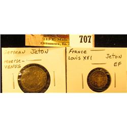 France Louis XVI Jeton, EF & a German Jeton with the reverse of Venus.