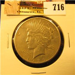 1926 P U.S. Peace Silver Dollar, EF.