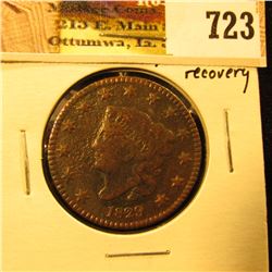 1829 U.S. Large Cent, Fine, but porous from being a ground recovery.