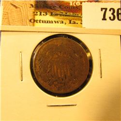 1865 U.S. Two Cent Piece, About Good.