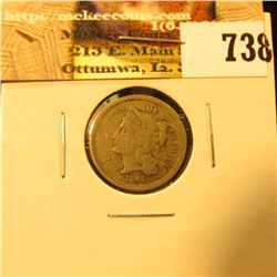 1865 U.S. Three Cent Nickel, Good.