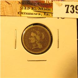 1865 U.S. Three Cent Nickel, dark, net Very Good.