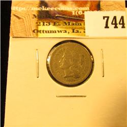 1869 U.S. Three Cent Nickel, Fine.