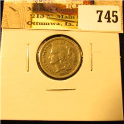 1881 U.S. Three Cent Nickel, Very Fine.