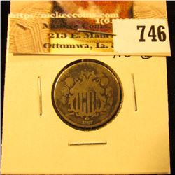 1867 No Rays U.S. Shield Nickel, AG-G.