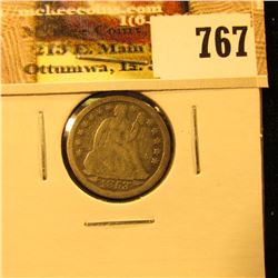 1853 U.S. Seated Liberty Dime, With Arrows, Fine.