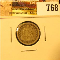 1857 U.S. Seated Liberty Dime, Fine.
