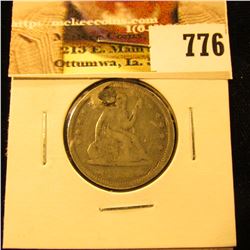 1855 With Arrows U.S. Seated Libety Quarter, Possibly Fine details, but holed and plugged.