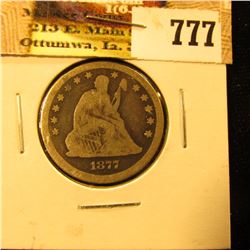 1877 CC U.S. Seated Libety Quarter, VG.