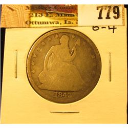 1843 P U.S. Seated Liberty Half-Dollar, Good.