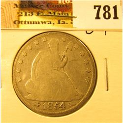 1854 Arrows U.S. Seated Liberty Half-Dollar, Good.