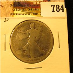 1916 D U.S. Walking Liberty Half Dollar, AG.