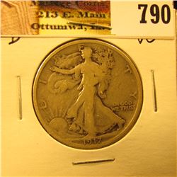1917 Reverse D U.S. Walking Liberty Half Dollar, VG.