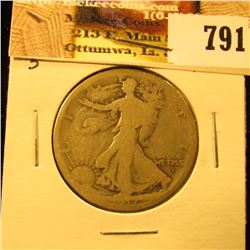 1917 Obverse S U.S. Walking Liberty Half Dollar, AG.