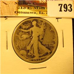 1917 Reverse S U.S. Walking Liberty Half Dollar, Good.
