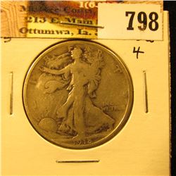 1918 S U.S. Walking Liberty Half Dollar, Good.