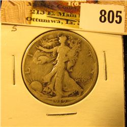 1919 S U.S. Walking Liberty Half Dollar, Good.