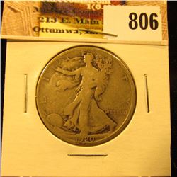 1920 P U.S. Walking Liberty Half Dollar, Good.