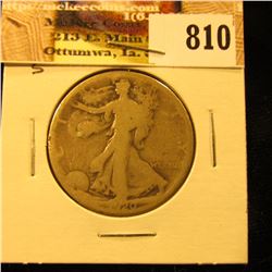 1920 S U.S. Walking Liberty Half Dollar, About Good to Good.