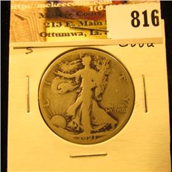 1921 S U.S. Walking Liberty Half Dollar, Good