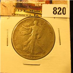 1927 S U.S. Walking Liberty Half Dollar, VG/Fine.