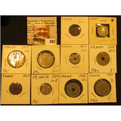 (10) Different Egyptian, French, & French Indo-china Coins, some in high grade. Catalog value of the