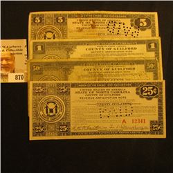 July 29, 1933 25c, 50c, $1, & $5 Depression Scrip "United States of America State of North Carolina 