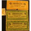 Image 1 : April 10th, 1933 Clarinda, Iowa Depression Scrip Three-piece Set.  MS #:  IA220-.25A, 1, &  5A. Each