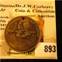  Major General George B.  McClellan/War of 1861  (Army of the Potomac) holed but unused Brass Dog Ta