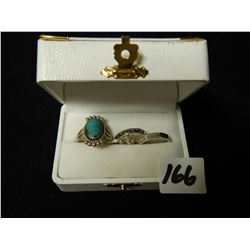 4 STERLING SILVER RINGS/TRUQUOISE STONE SIZE 6.5/SIZE 4.5 CRYSTAL STONES/SIZE 6 BAND/SIZE 7 BAND