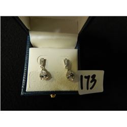 LADIES STERLING SILVER CUB.ZIRCONIAN DROP EARRINGS