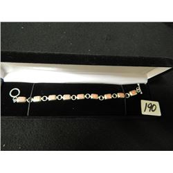 925 STERLING SILVER PINKSTONE BRACELET SIZE9+8