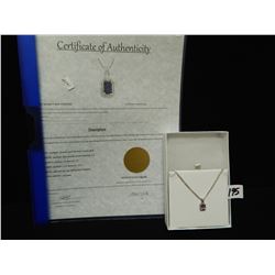 ONE PURPLE AMETHYST AND CLEAR STONE PENDENT SET IN STERLING SILVER 925/COA