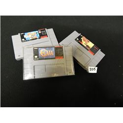 SET OF 3 SUPER NINTENDO GAMES/ILLUSION OF GALA/PINOCCHIO/SAMURAI SHOWDOWN