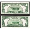 Image 2 : Lot of (2) 1953 $5 Silver Certificate Notes