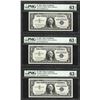 Image 1 : Lot of (3) Consecutive 1957 $1 Silver Certificate Notes PMG Choice Uncirculated