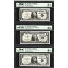 Image 1 : Lot of (3) Consecutive 1957 $1 Silver Certificate Notes PMG Choice Uncirculated