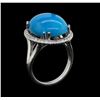 Image 4 : 14KT White Gold 9.70 ctw Turquoise and Diamond Ring