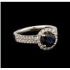 Image 2 : 14KT White Gold 1.78 ctw Blue Sapphire and Diamond Ring